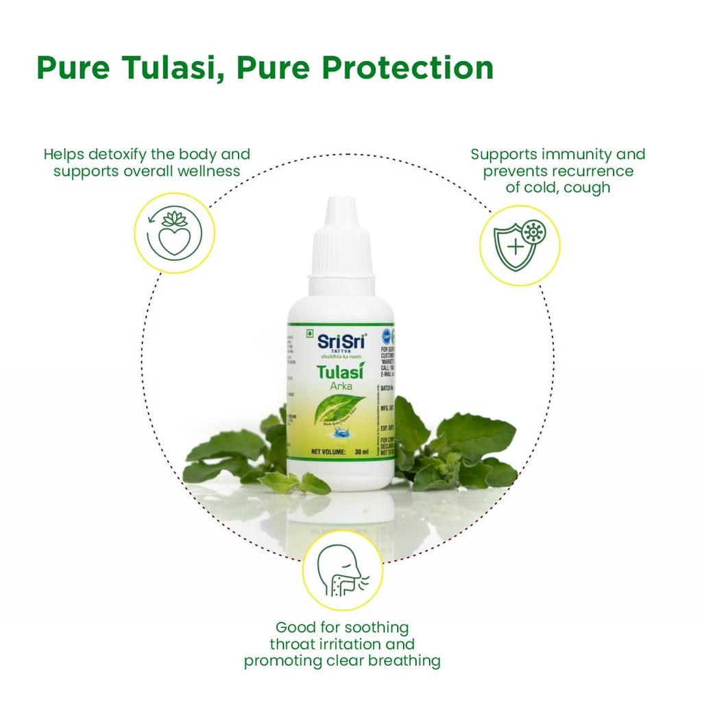 Sri Sri TATTVA Tulasi Arka Herbal Drops 30 Ml X Pack Of 2 Daily Wellness Concentrate For Adults Pure Aqueous Extract