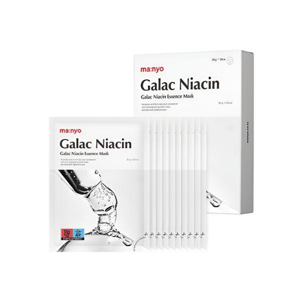 Manyo Factory Galac Niacin Маска-эссенция Осветляющая Увлажняющая Уход за тоном кожи Тканевая маска 10 шт.