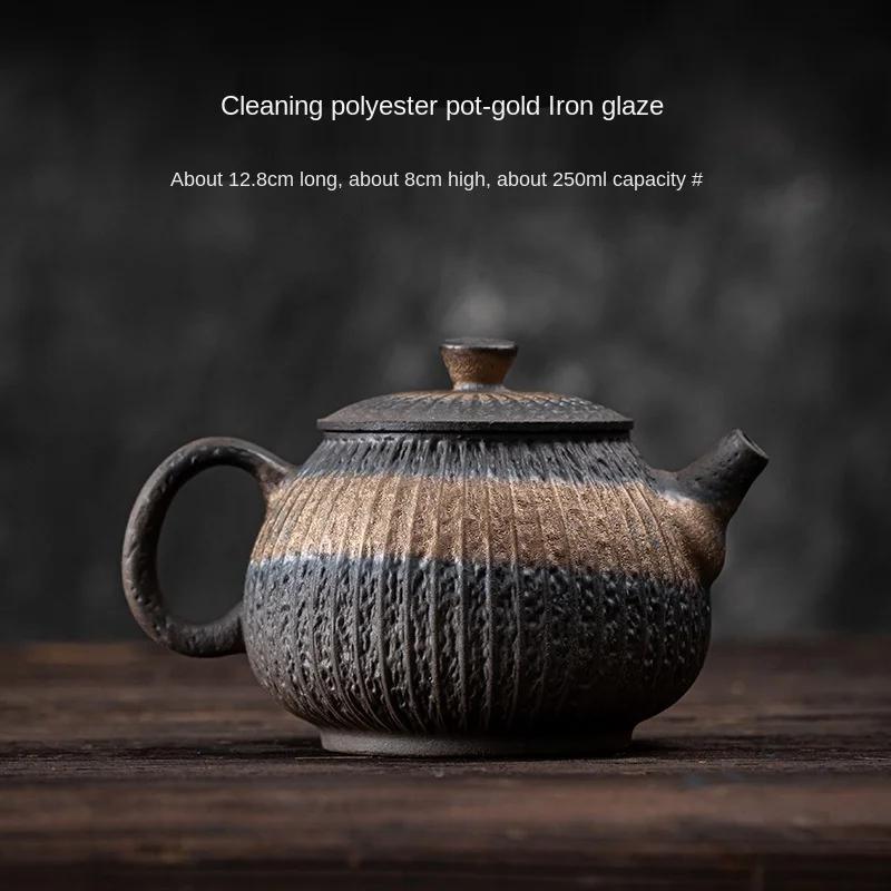 Polyester Teapot Japanese Gilding Iron Glaze Pot Porcelain Kung Fu Tea Set Pu er Urgent Pot Tea Kettle Pots Kung Fu Tea Set