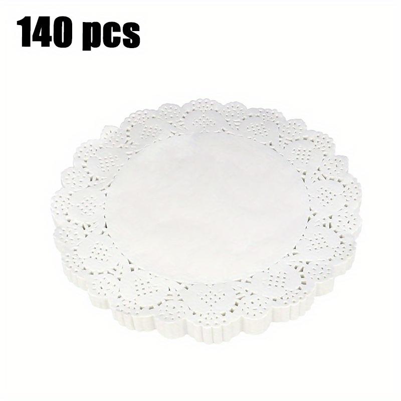 

1 комплект/140 шт. белых кружевных бумажных шторок, одноразовые кружевные бумажные шторки для стола, круглые бумажные шторки для торта, украшения стола, вечеринки, свадьбы Pack of 140
