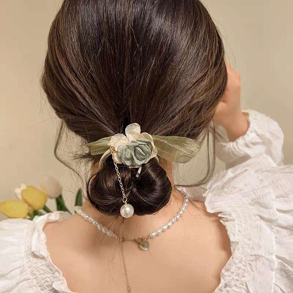 

Ткань Резинка для волос Цветок Кольцо для волос Корейский стиль Веревка для волос Держатель для хвоста Женщины Резинки для волос