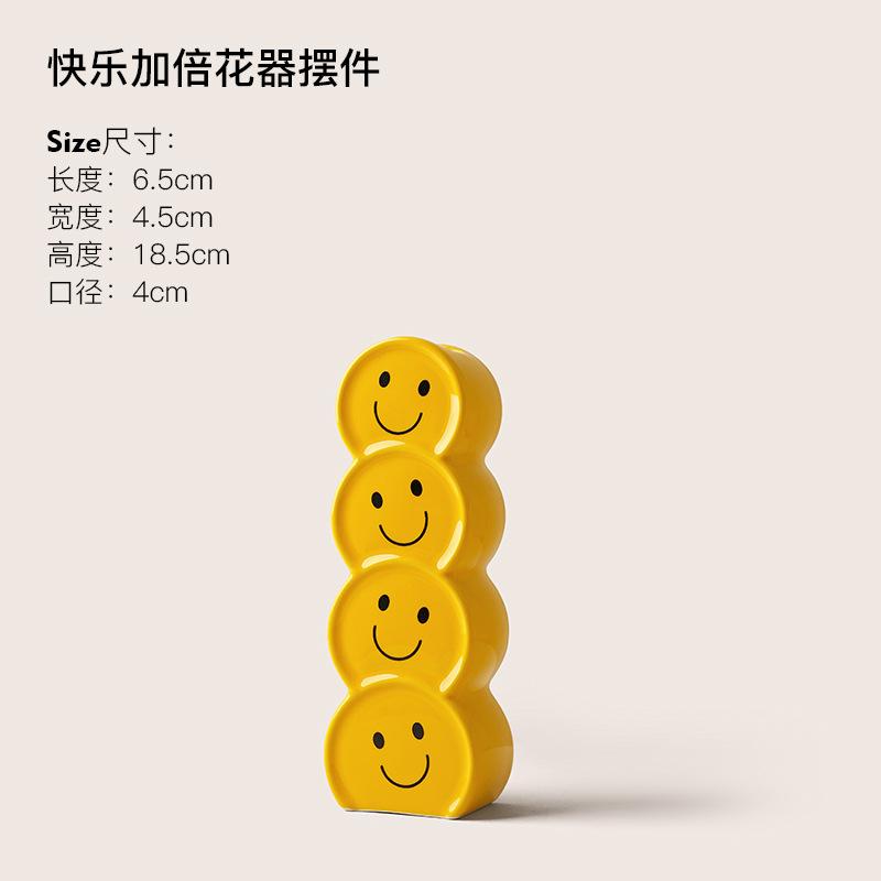 Cream Style Creative Smile Face Ceramic Vase Home Decor Flower Arrangement Gift