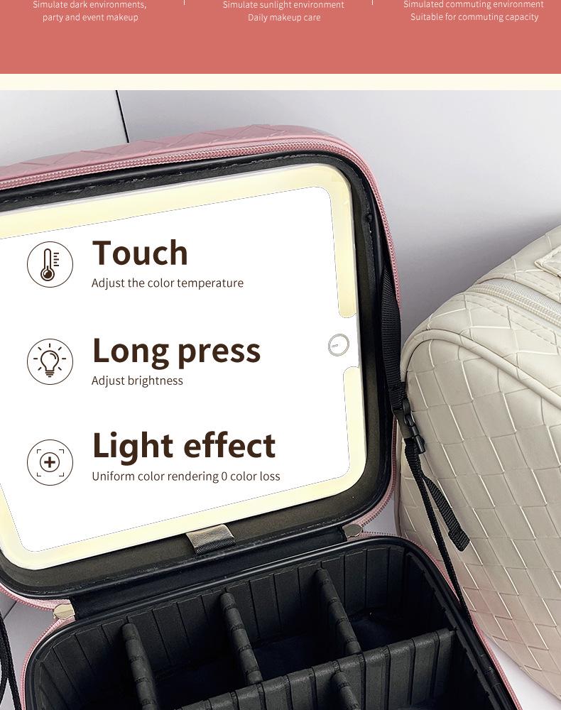New 2025 LED Mirror Makeup Bag: Large-Capacity, Portable, Hanging Suitcase Storage for Women