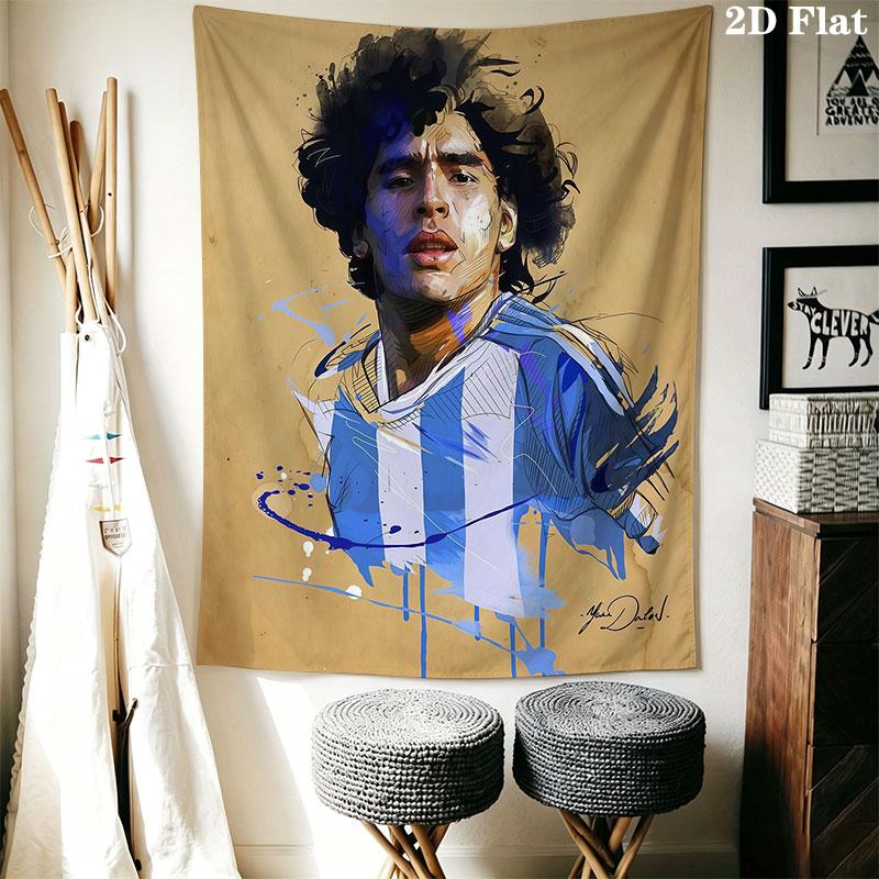 1PC Football Superstars Wall Hanging Printed Fabric Blanket Decorative Tapestries for Bedroom Living Room Home Decor