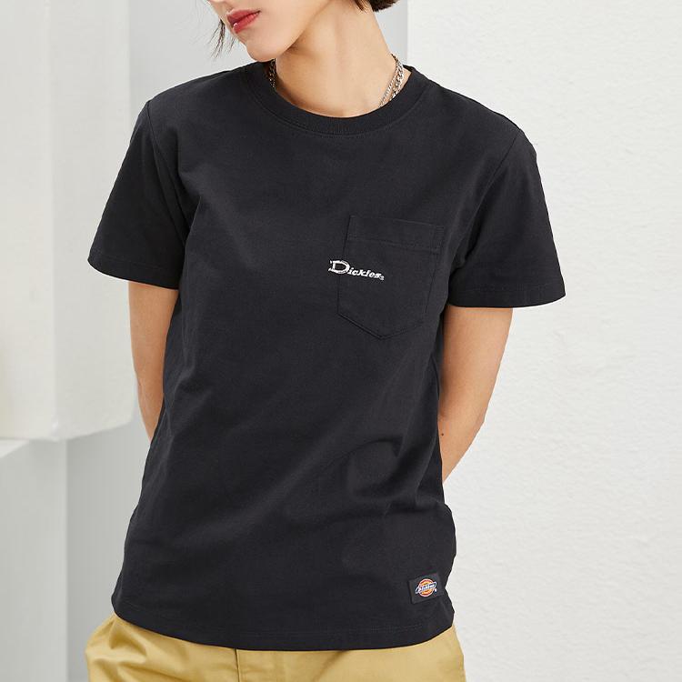 Dickies Solid Color Logo Embroidered Casual T-Shirt Women Tops Black DK010245-CC2