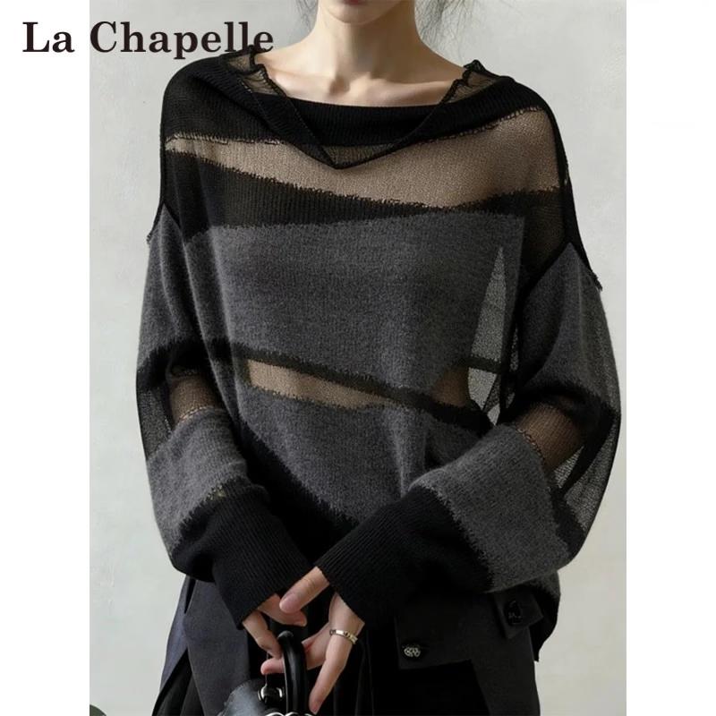 La Chapelle Women s Striped Cowl Neck Knit Sweater