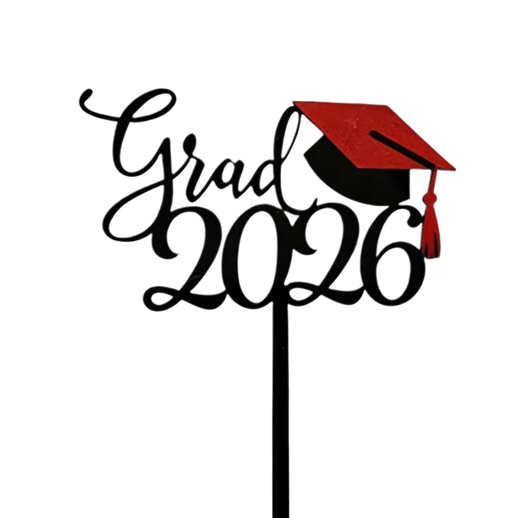 Graduation Party Cake Decoration Card Insertion, College High School Graduation Class Of 2026 Cake Plugin
