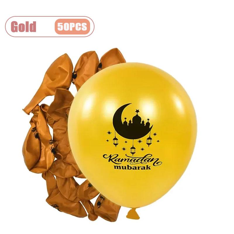 Black Gold Moon Castle Ramadan Balloons Eid Mubarak Party Supplies Islamic Latex Balloons for Middle Eastern Home Decorations