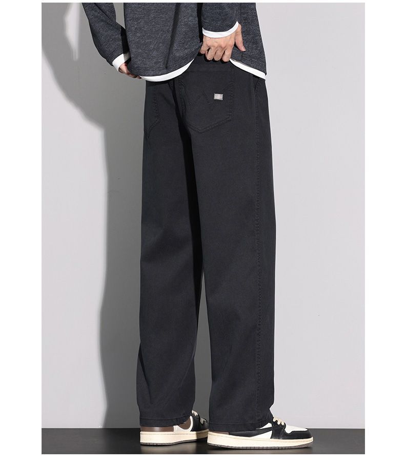 Autumn new four-season large-size army green imitation cow loose straight casual pants men's very light PANTS