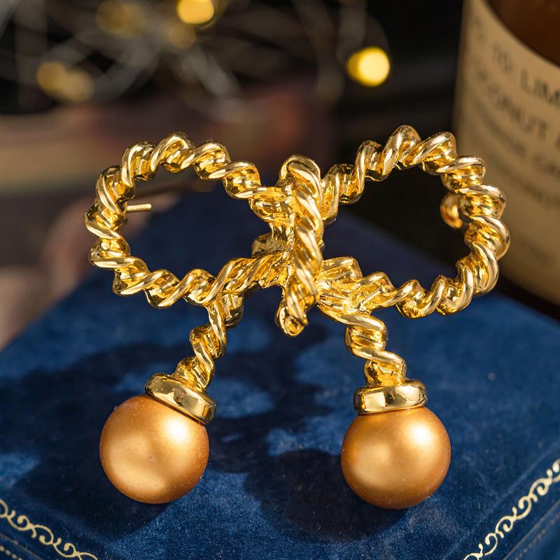 Bo Xin Yun Vintage European-American Pearl Braid Bow Brooch