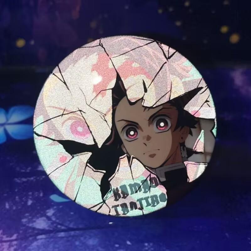 

Broken Badge Anime Pins Collection Hanging Accessory Merchandise Reflective Cool Animation Kimetsu No Yaiba For Kids 58mm