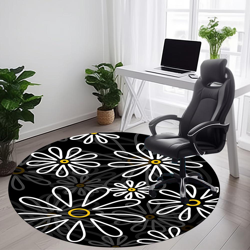 1pc Floral Pattern Office Round Area Rug, Indoor Mat Suitable ForOffice, Under Office Chairs Bedroom Living Room Home Decor, Room Decot154