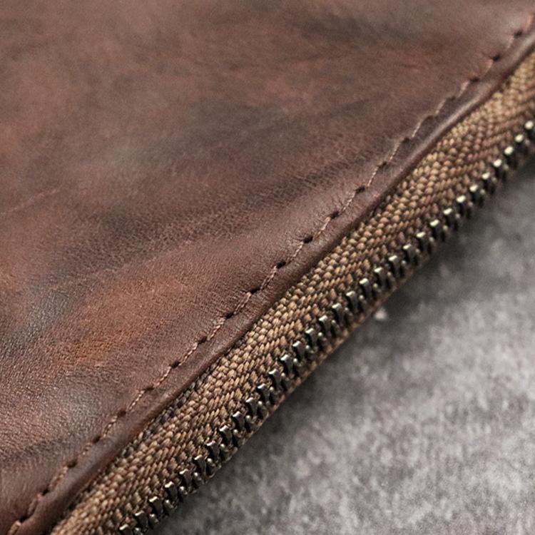 Genuine Leather, Vegetable Tanned Leather, Handmade Coloring, Retro Style, Long, Lightweight Texture, Mini Coin Purse