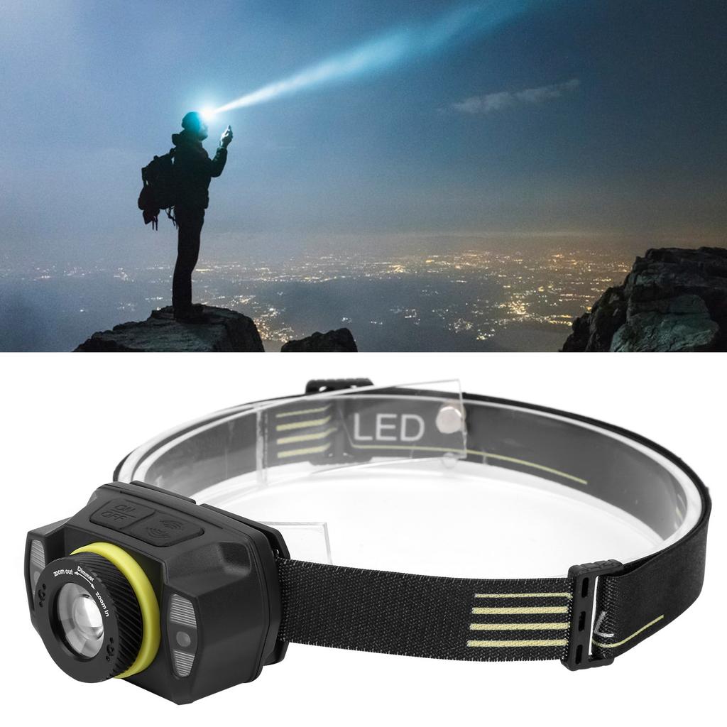 XPG+LED Silná Jasnost Přední Světlo Interakce Otřesem Zoom Vestavěná Baterie USB Nabíjení