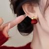 Luxury French Red Pearl Earrings: Elegant, Versatile, and Fashionable Stud Jewelry for Women