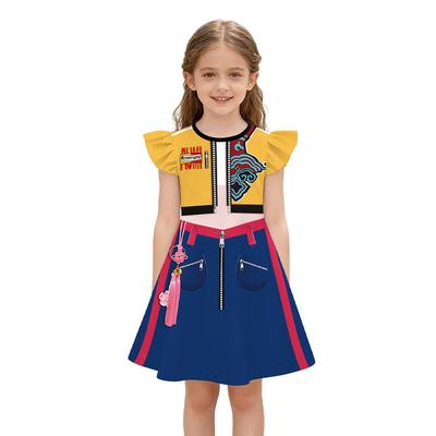Vestido Infantil Meninas Anime Desenho Animado Estampado Digital 3D Fantasias de Cosplay Halloween