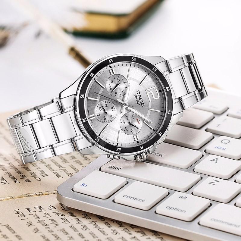 Casio watch series-LTP waterproof couple watch, quartz movement, stainless steel strap, Japanese and Korean watch, same MTP-1374D-7A&LTP-2064A-7A2