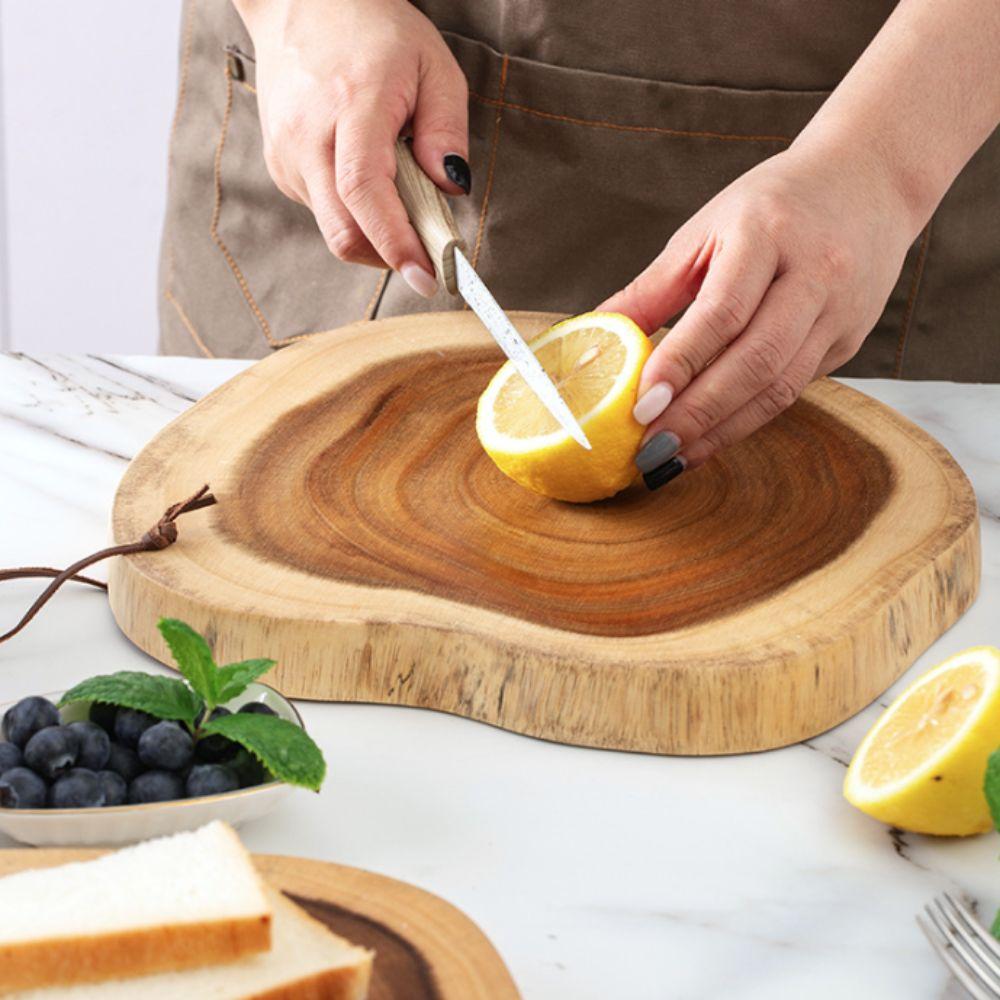 

Natural Acacia Wood Cutting Board Rurual Style Charcuterie Serving Tray Cheese Board Snack S-Round
