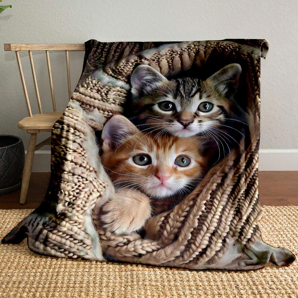 

Adorable Kitten Pattern Throw Blanket bedroom Blanket for Livingroom Couch lunch break Soft throw for Friend s festival Gift 80cm x 120cm