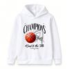 Kids Boys Girls Basketball Champions Print Pullover Hoodie Casual Long Sleeve Road To The Title Graphic Hooded Sweatshirt For Sports Daily Wear