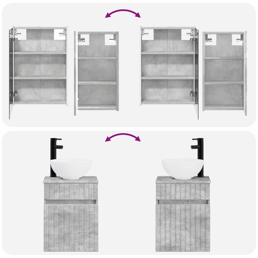 5 Piece Bathroom Cabinet Set Concrete Grey 43 x 11.5 x 60.5 cm