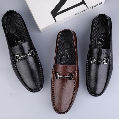 Men's Shoes Doudou Shoes Genuine Leather Men's Foot Cover Soft Leather Soft Sole Lazy Loafer One-pedal Casual Leather Shoes