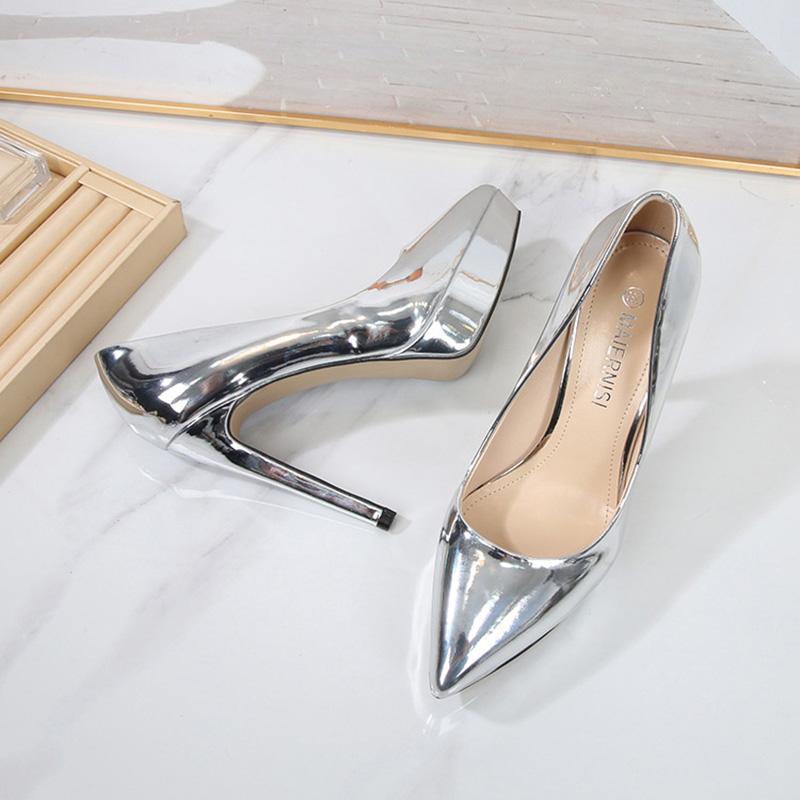 Stilettosko til damer spissede tåpumper Sexy Catwalk 12 cm hæl 2,5 plattform WZ