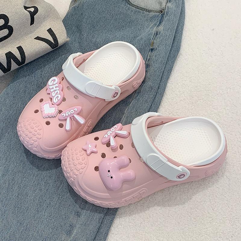 Fashion 2025 New Women Summer Platform Slippers Cute DIY Rabbit Girls Fashion Clogs Thick Sole Female Indoor Beach Slides Street Sandals