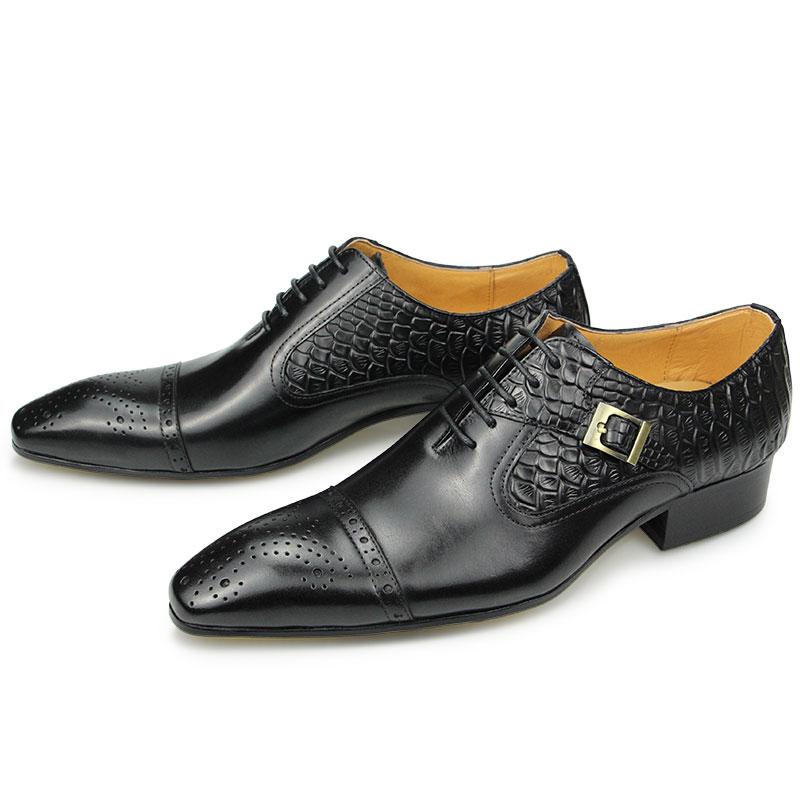 Fashion Luxury Mens Wedding Dress Handmade Shoes Genuine Leather Lace-up Latest Design Fashion Casual Shoes Man Pointed Business Shoes