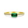 S925 Sterling Silver Emerald & Diamond Ring for Women - Simple, High-End Square Design