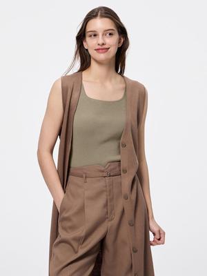 Žebrovaný úpletový top s čtvercovým výstřihem