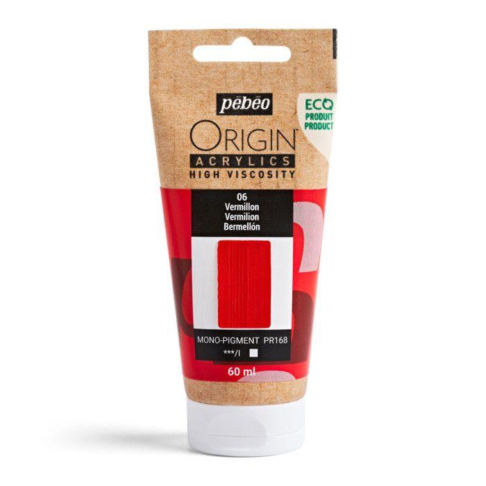 Peinture acrylique - Vermillon - 6 - Haute viscosité - Pébéo - Origin acrylics - 60ml