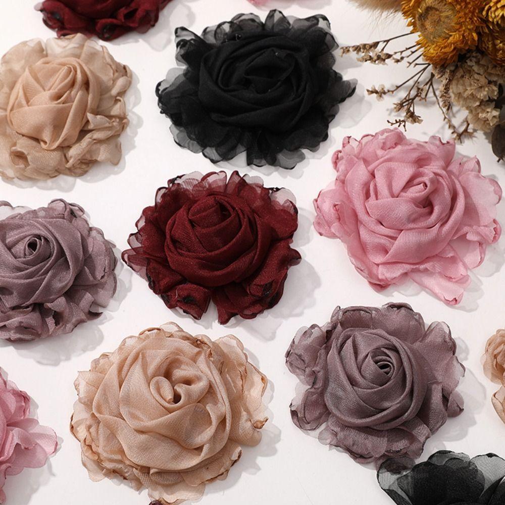 

4 шт. искусственные розы тканевые нашивки цветы аппликация марлевые цветы нашивки украшение платья