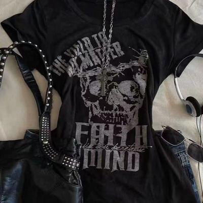 Blck T-shirts For Women Sexy Girls Y2K Tops Casaul Wear Lady Party Club Bar Tees Short Sleeve Summer Tees