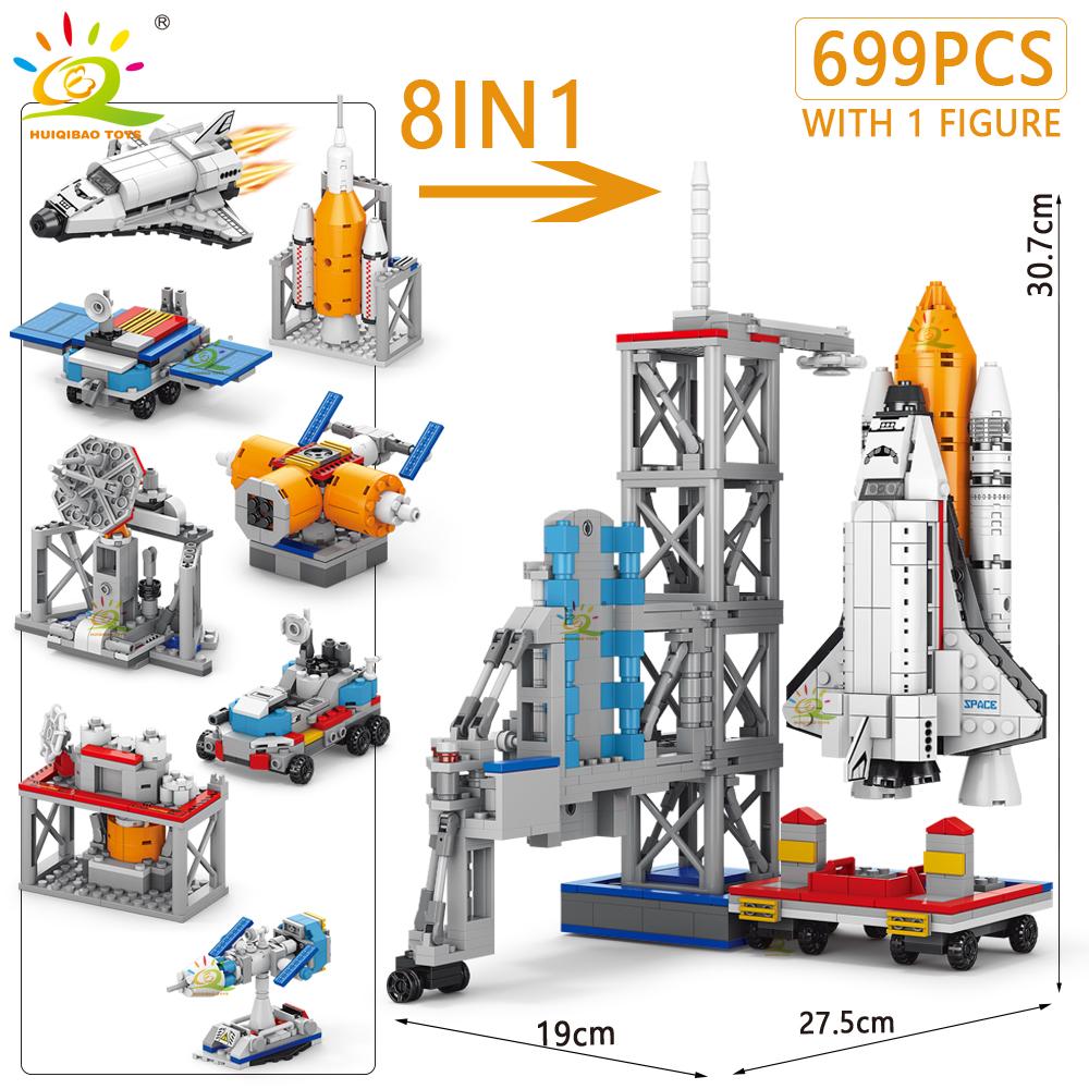 Aviation Spaceport Model Space Shuttle Rocket Launch Center Construction Building Blocks MOC Spaceship Kids Bricks Toy