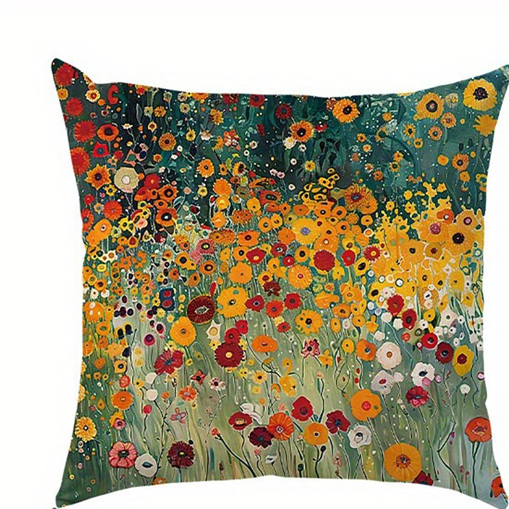 

Sunflower and wildflower design polyester pillowcaseBedroom Sofa Decorative Cushion Cover With Zipper Soft Cushion Cover 45x45cm