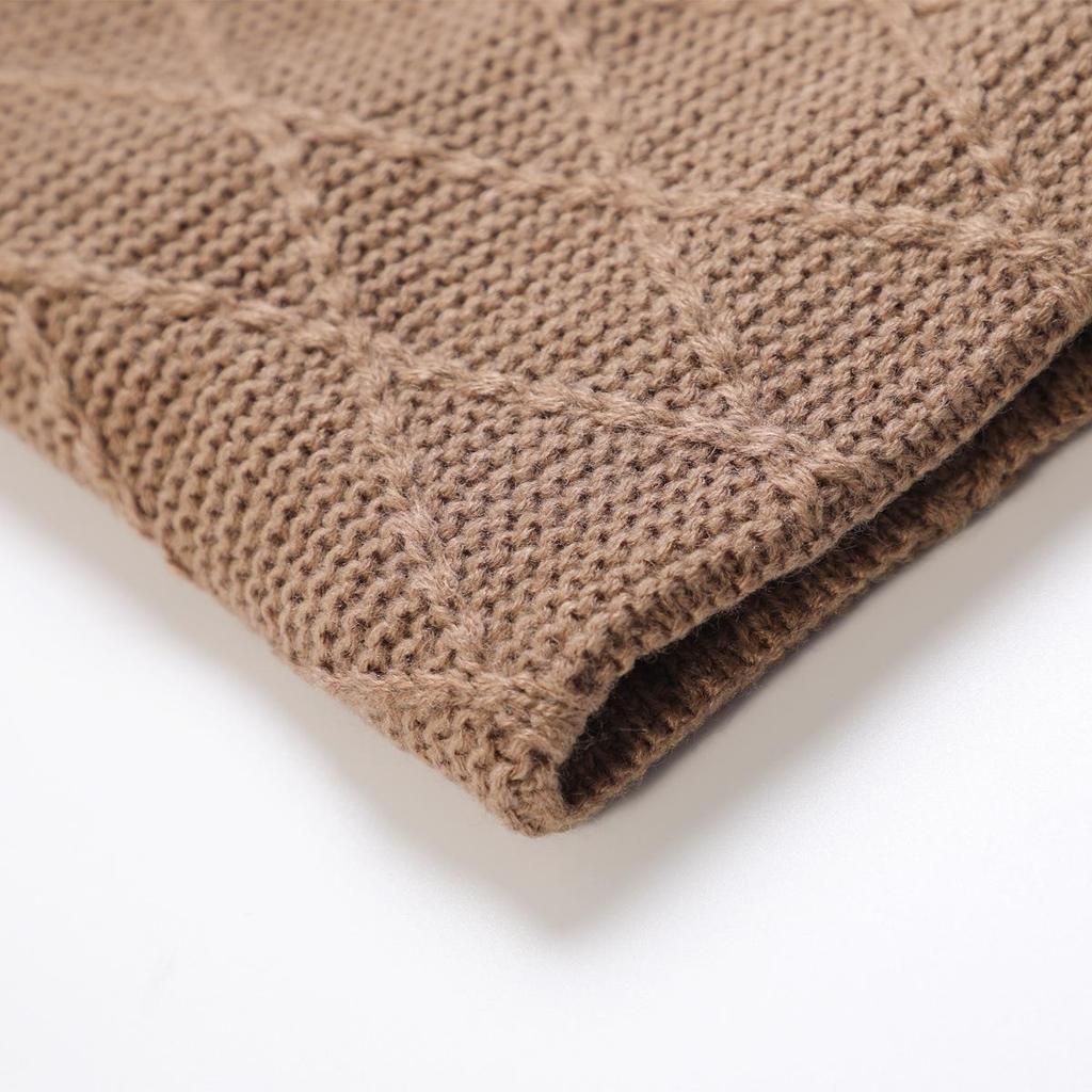 Neue Damen-Strickpullover-Mütze, einfarbiges Mesh und Samt-Gehörschutzmütze