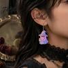 Burr-free Smooth Earrings 1 Pair Acrylic Halloween Earrings, Cute Pink Ghost Dangle Curved Hook Drop Holiday Costume Jewelry for Women Bow Detail
