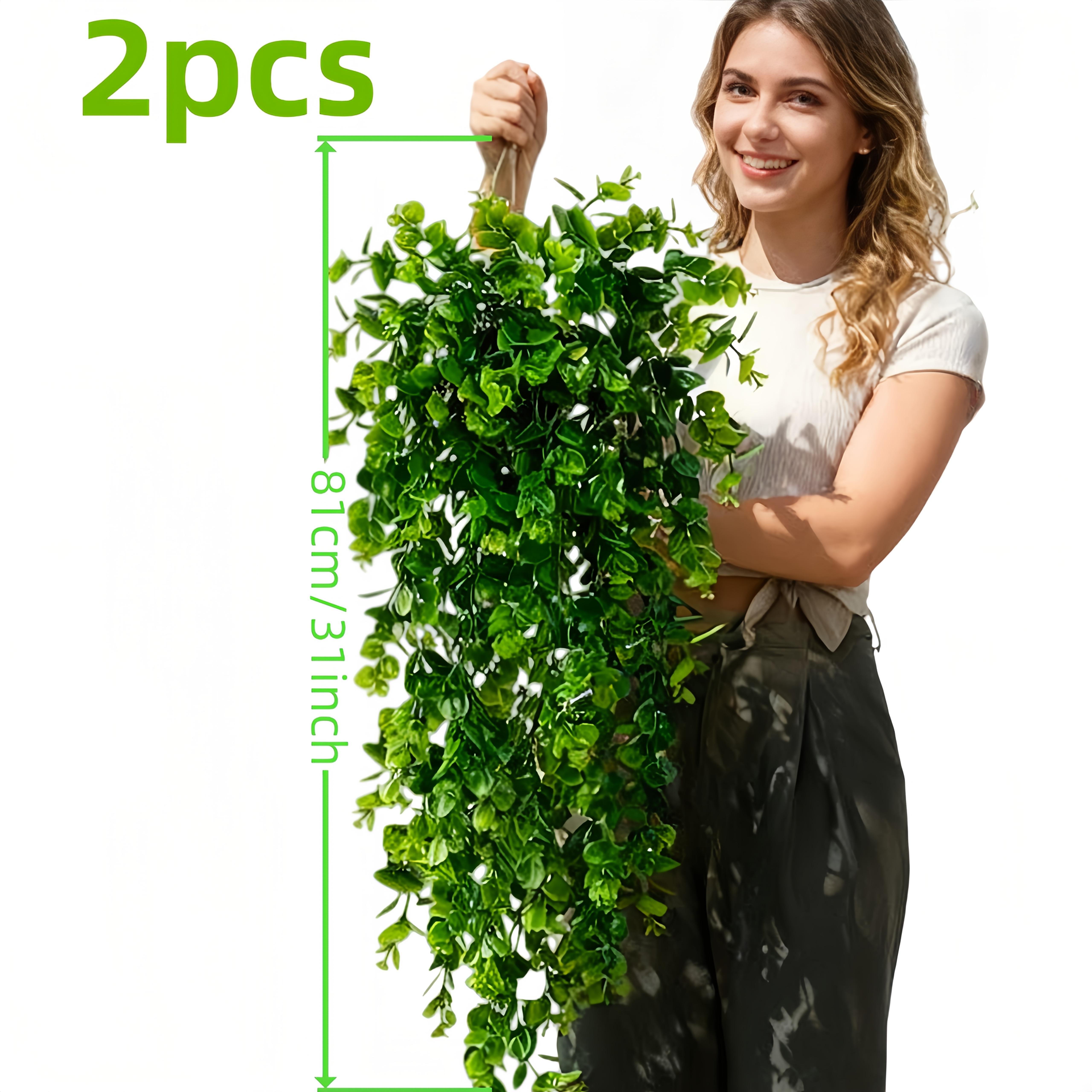 

2pcs UV-Resistant Realistic Artificial Ivy Hanging Green Ferns Lifelike Decorative Leaves for Indoor Outdoor Wall Art Porch