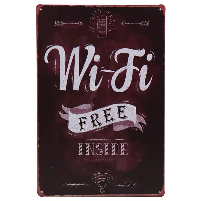 

Винтажная жестяная табличка Дом там, где есть Wi-Fi Ретро металлическая пластина Настенное украшение для кафе, бара, паба, клуба Добро пожаловать Бесплатный Wi-Fi 20x30cm