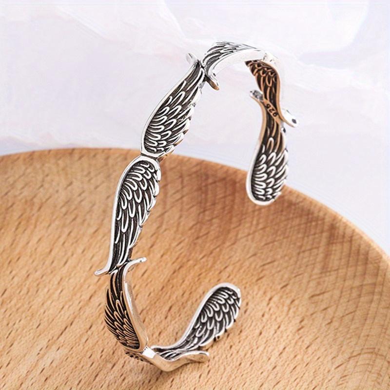 Bracciale con ali d'argento alla moda e versatile, braccialetto retrò punk alla moda, regali per festival di banchetti per uomini e donne, accessori di gioielli unici