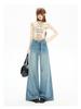Women's High-Waisted Retro Wide-Leg Jeans, Spring/Autumn Style, Elastic, Loose Fit