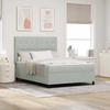 LED Box Spring Bed with Mattress Light Grey 140 x 190 cm Velvet
