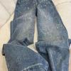 Gypsophila Rhinestone High-Waisted Loose Wide-Leg Jeans - Women's Spring/Autumn 2026