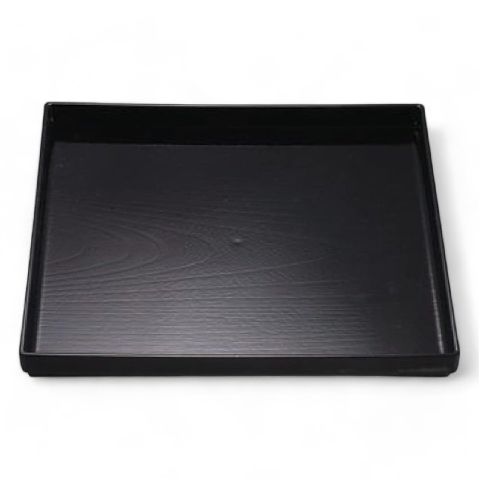 

Square Wood Grain Tray Lacquerware Made in Japan J-kitchens 8-inch (Tray) Black, Non-Slip, 24cm, (ABS Resin),