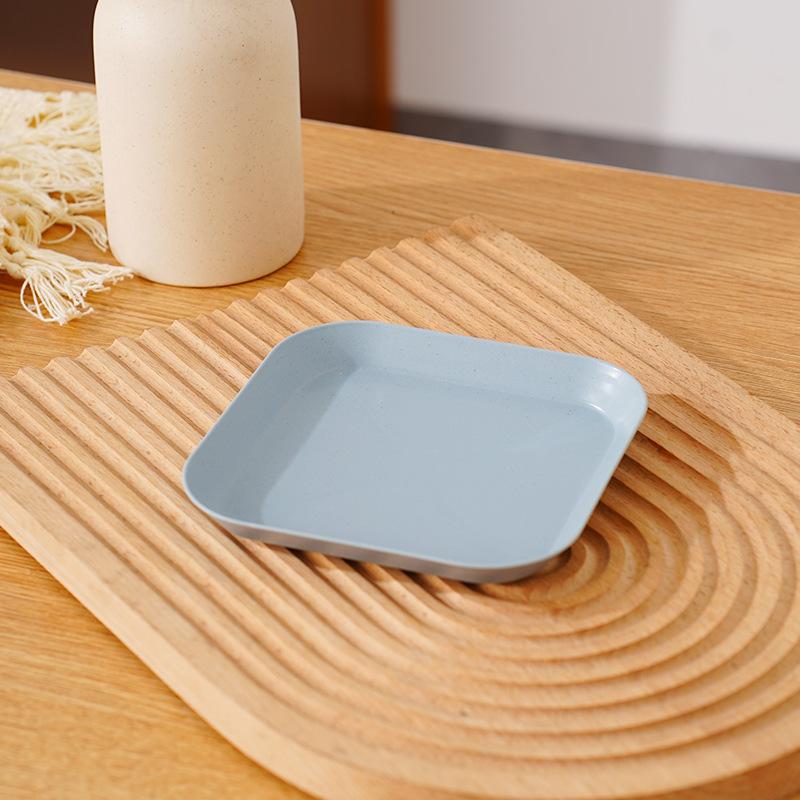 Wheat Straw Round Vegetable Plate Household Large Vegetable Plate Set Drop-Resistant Snack Plastic Plate Fruit Plate Plate