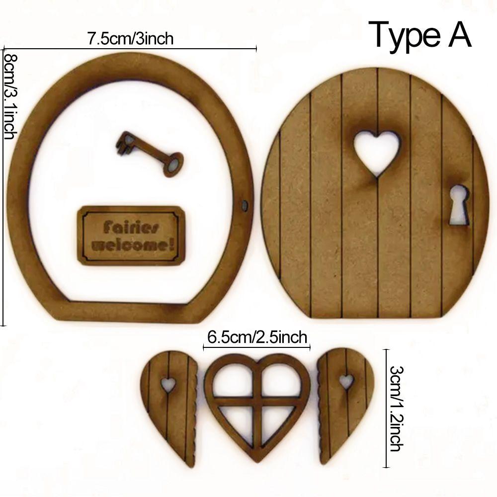 Miniature Fairy Gnome Door Figurines Vintage Wooden Elf Home Fairy Elf Door Kit For Yard Art Garden Tree Sculpture Statues Decor