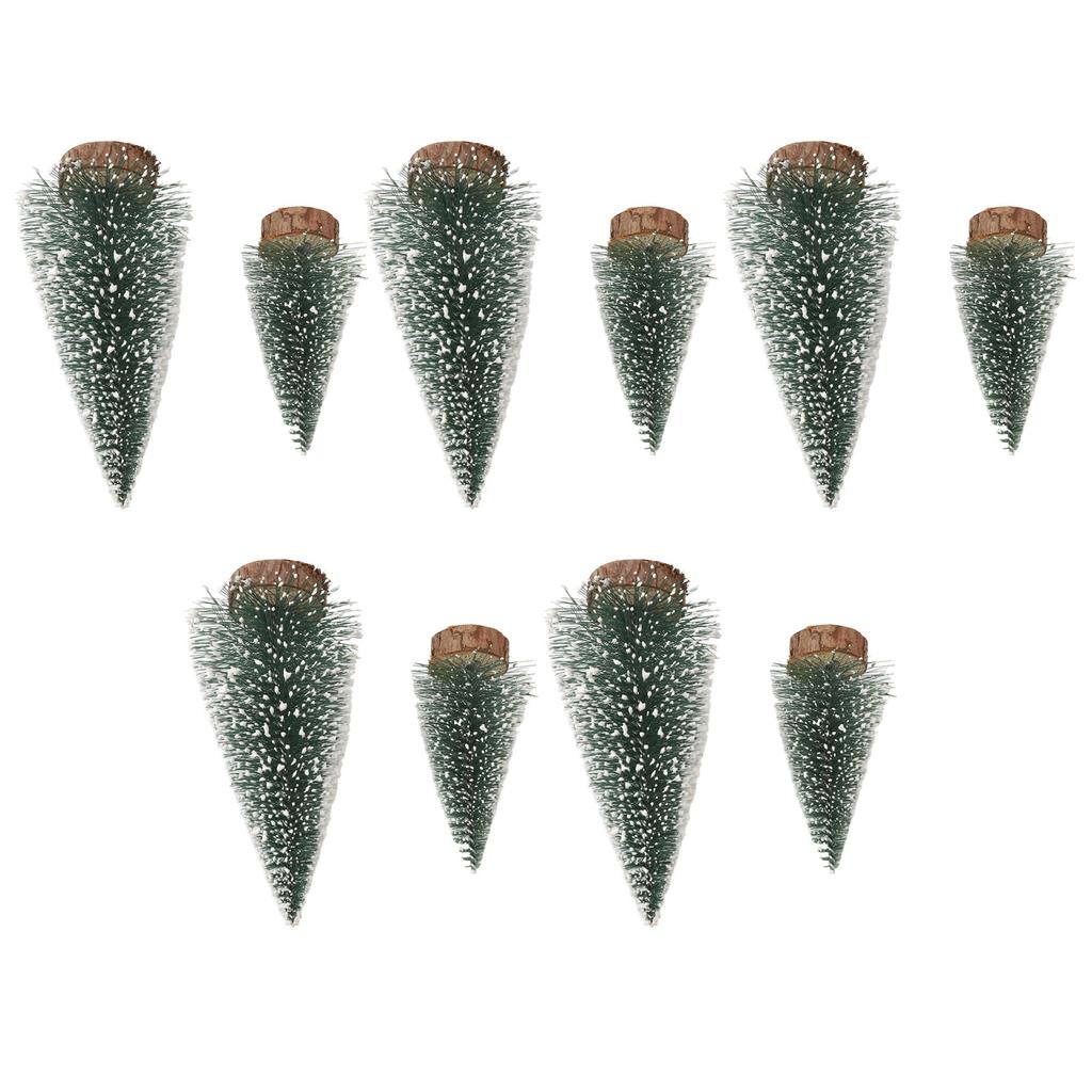10Pcs Christmas Pine Tree Decor Set Xmas Small Ornament Tabletop Artificial Tree
