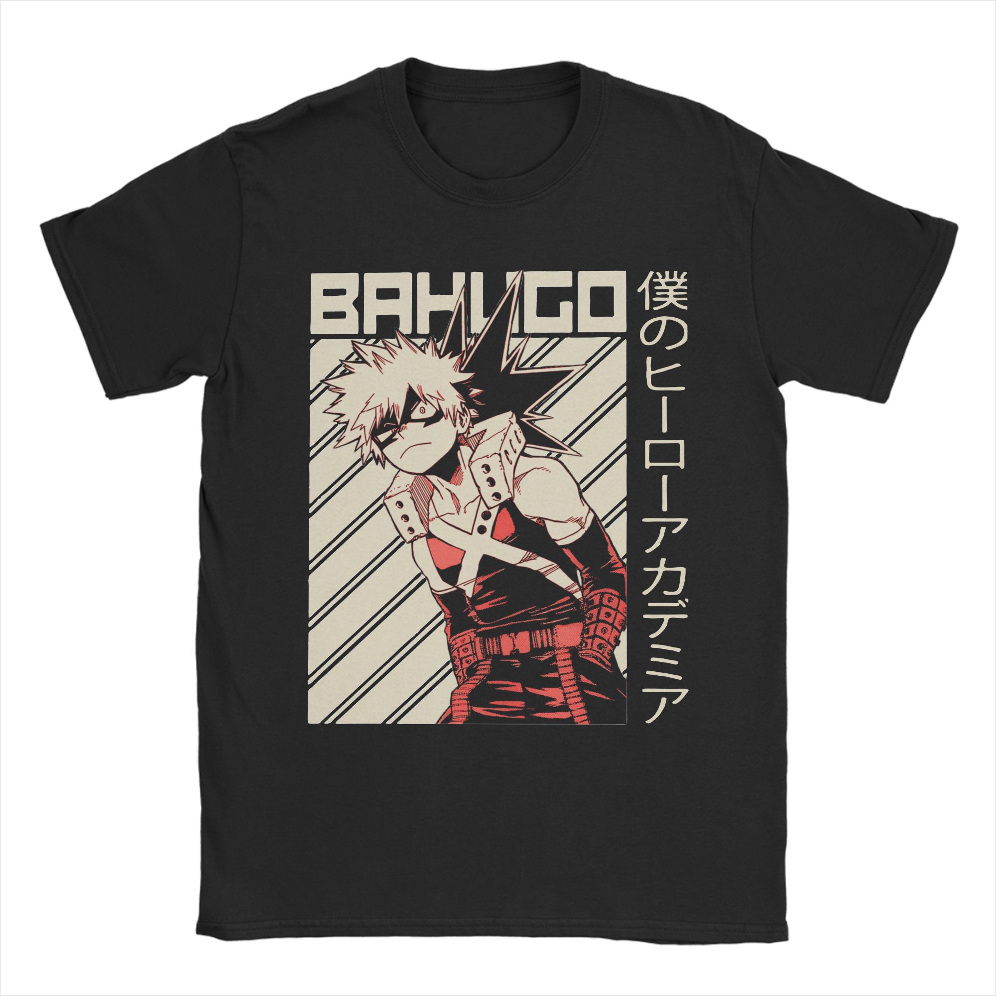 

Vintage My Hero Academia Katsuki Bakugo T-Shirts Men Crewneck Pure Cotton T Shirt Short Sleeve Tees Gift Idea Clothing 4XL