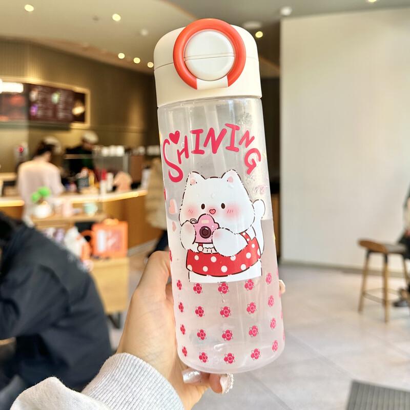 YJMOE Cartoon Kids Water Bottle with Straw Single Bottle